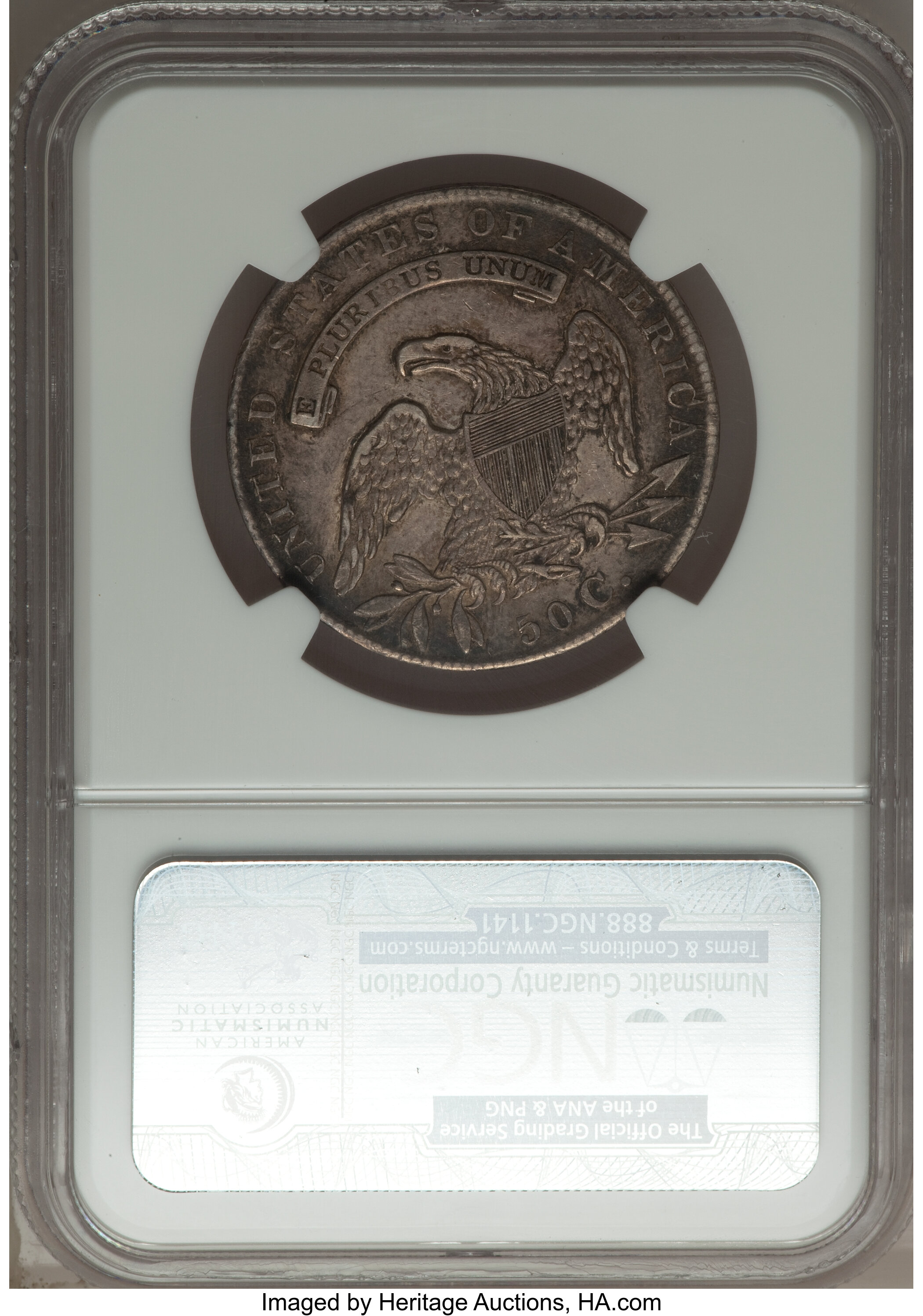 image for: 1835 50C O-110, R.2, AU55 NGC. NGC Census: (2/2). PCGS Population (0/1). Mintage: 5,352,006. From The Skidaway Island C...