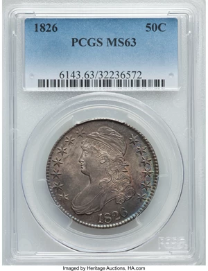 image for: 1826 50C O-112a, R.2, MS63 PCGS....