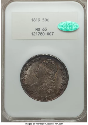 image for: 1819 50C O-109a, R.2, MS63 NGC. CAC....