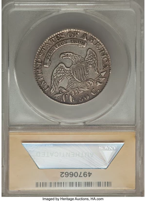 image for: 1826 50C O-105, R.3, -- Obverse Rim Damaged & Filed -- ANACS. AU50 Details. NGC Census: (1/11). PCGS Population (1/7). Mint...
