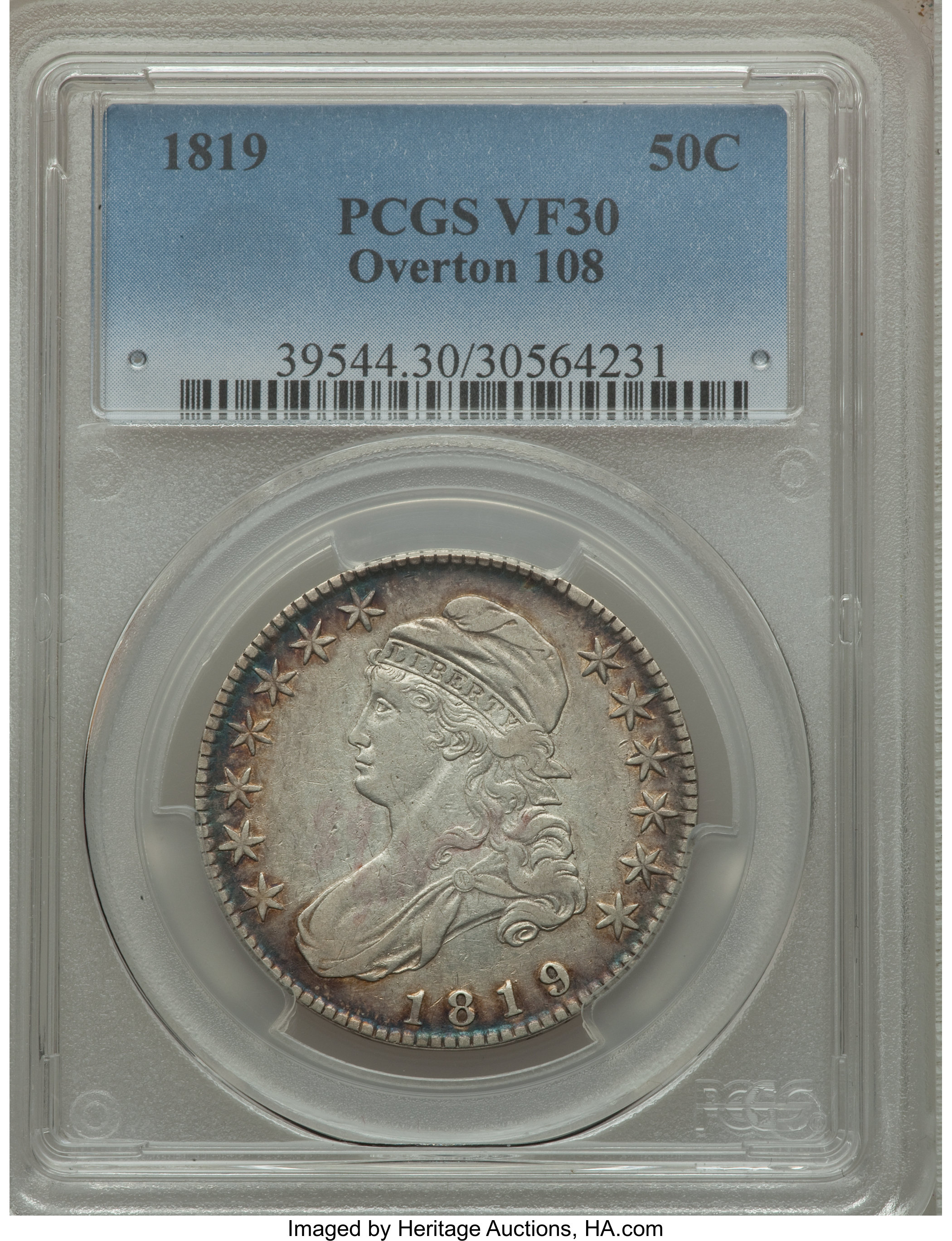 image for: 1819 50C O-108, R.3, VF30 PCGS. PCGS Population (2/10). NGC Census: (0/12). Mintage: 2,208,000. ...