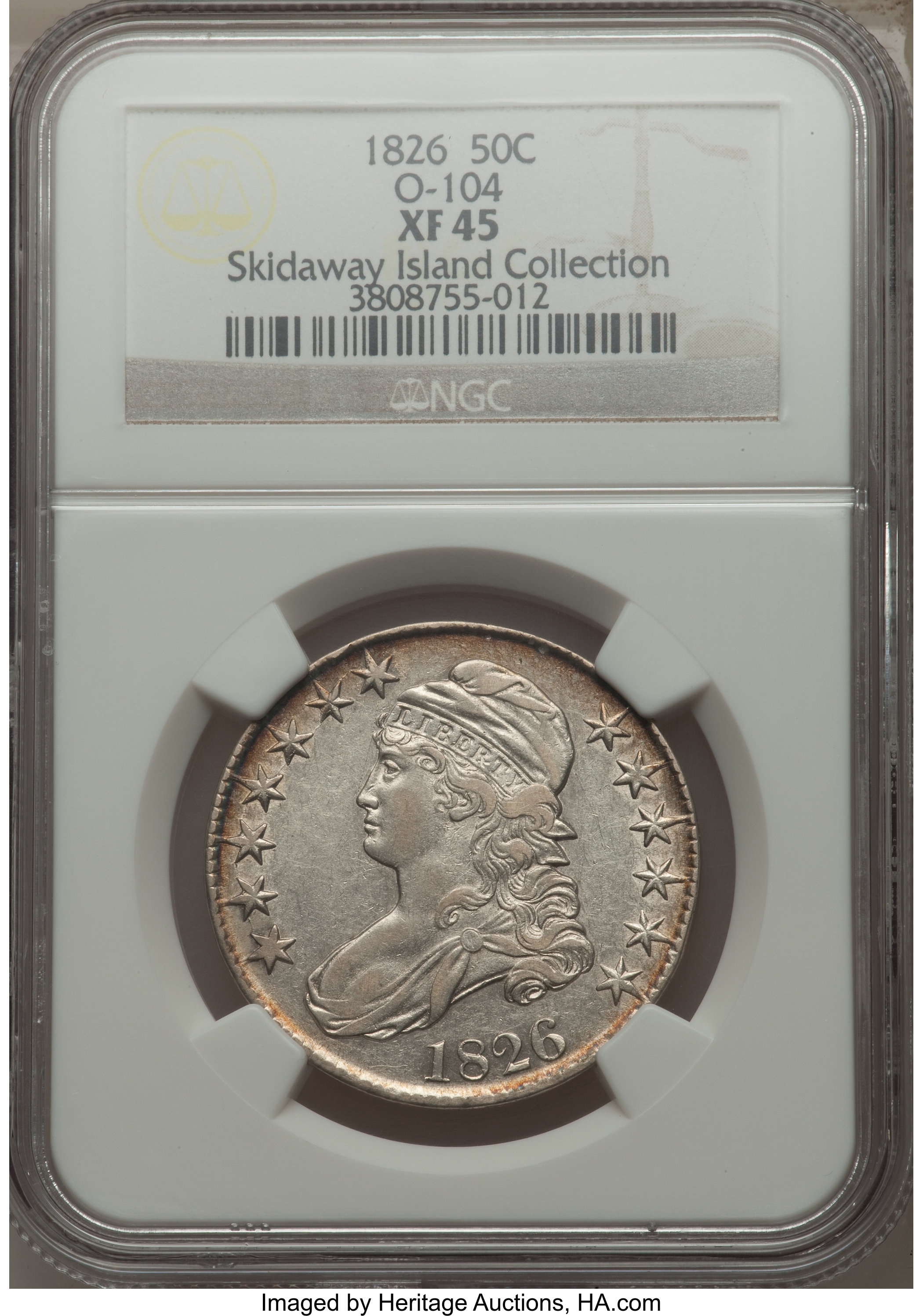 image for: 1826 50C O-104, R.3, XF45 NGC. Ex: The Skidaway Island Collection. NGC Census: (2/7). PCGS Population (2/4). Mintage: 4...