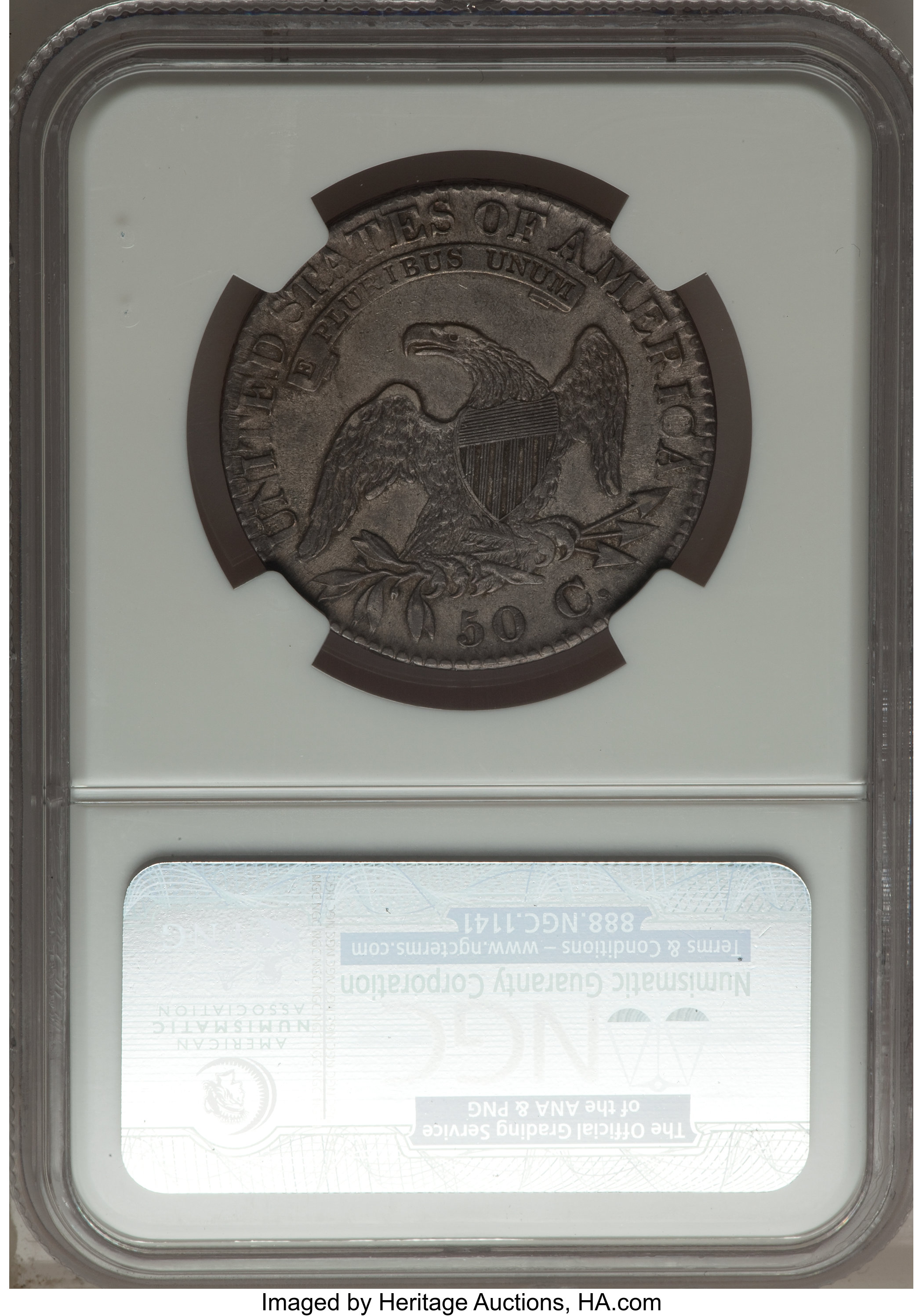 image for: 1824 50C O-108a, R.2, AU53 NGC. Ex: The Skidaway Island Collection. NGC Census: (2/5). PCGS Population (1/4). Mintage: ...