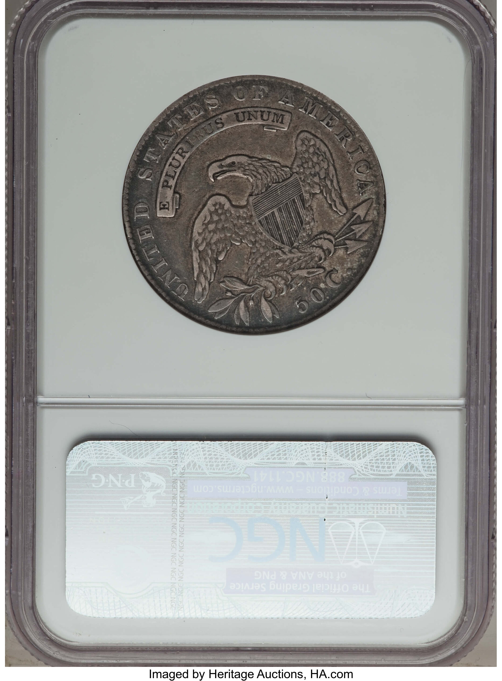 image for: 1835 50C O-110, XF40 NGC. NGC Census: (1/10). PCGS Population (4/5). Mintage: 5,352,006....
