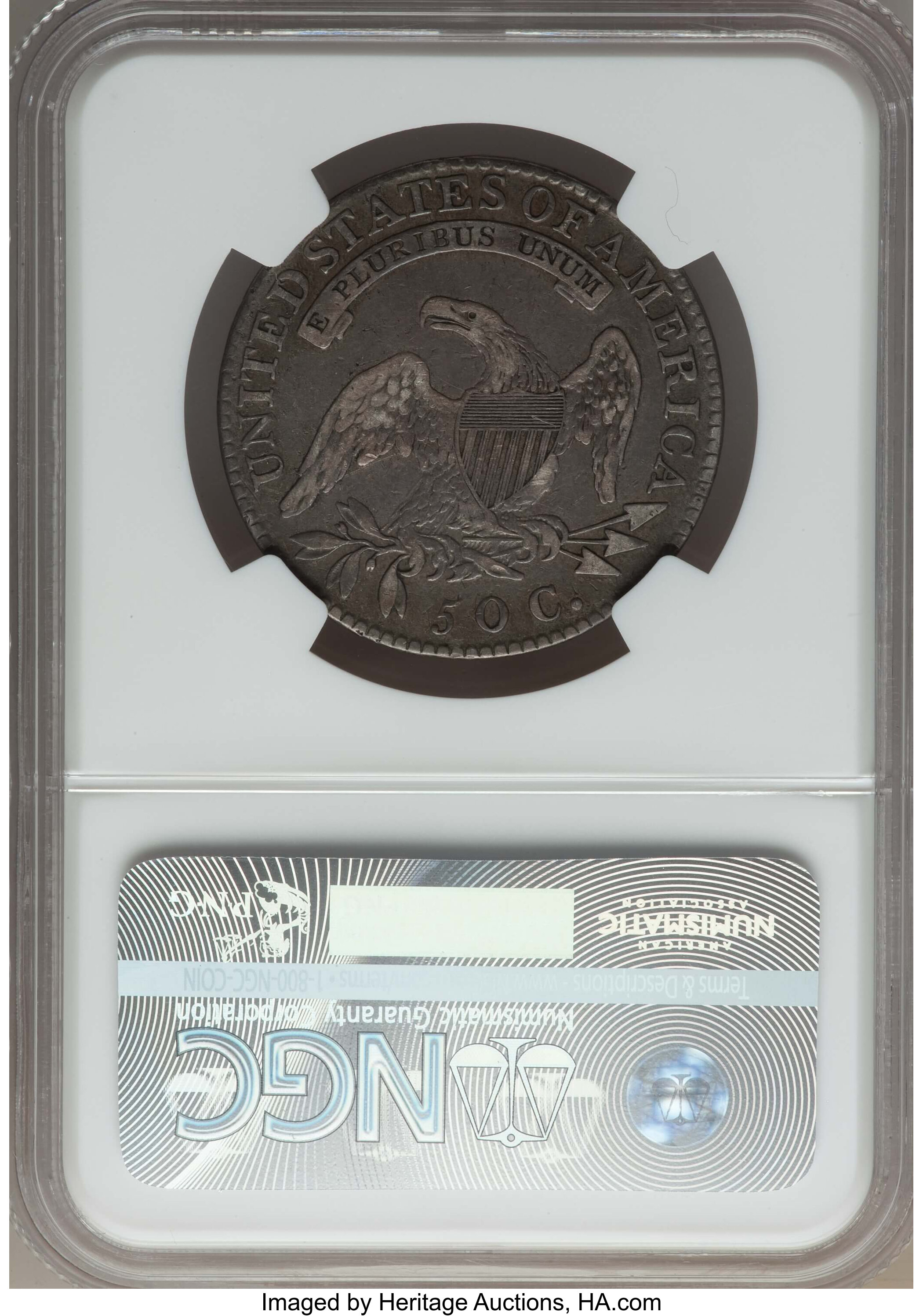 image for: 1818 50C O-109, R.1, VF20 NGC. NGC Census: (2/9). PCGS Population: (0/14). CDN: $75 Whsle. Bid for problem-free NGC/PCGS VF...