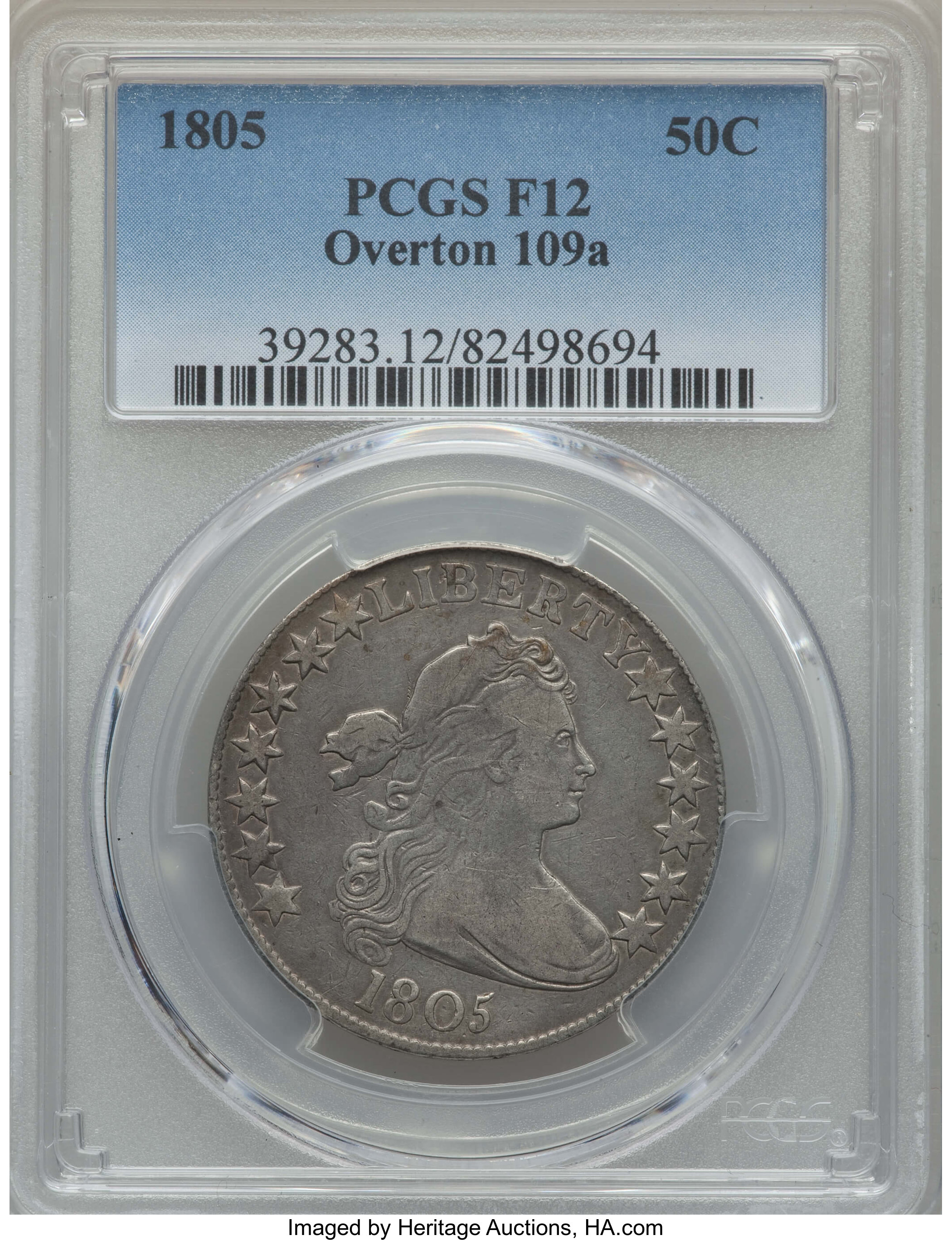 image for: 1805 50C O-109a, T-14, Low R.4, Fine 12 PCGS. PCGS Population: (2/7). NGC Census: (0/11). CDN: $300 Whsle. Bid for problem-...