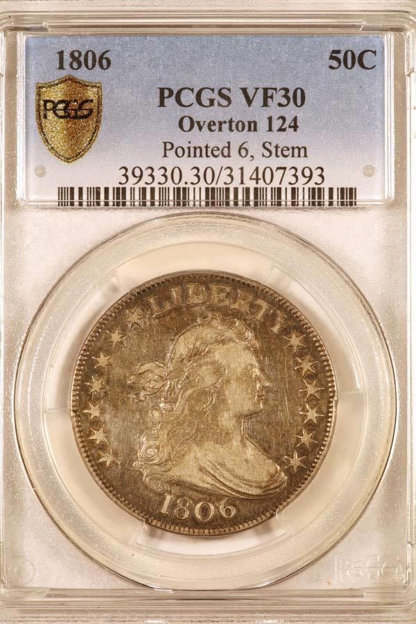 image for: 50C 1806 POINTED 6 STEM PCGS VF30