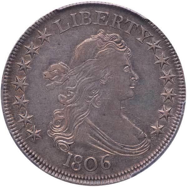 image for: 50C 1806 POINTED 6, STEM O-119 PCGS AU55 CAC