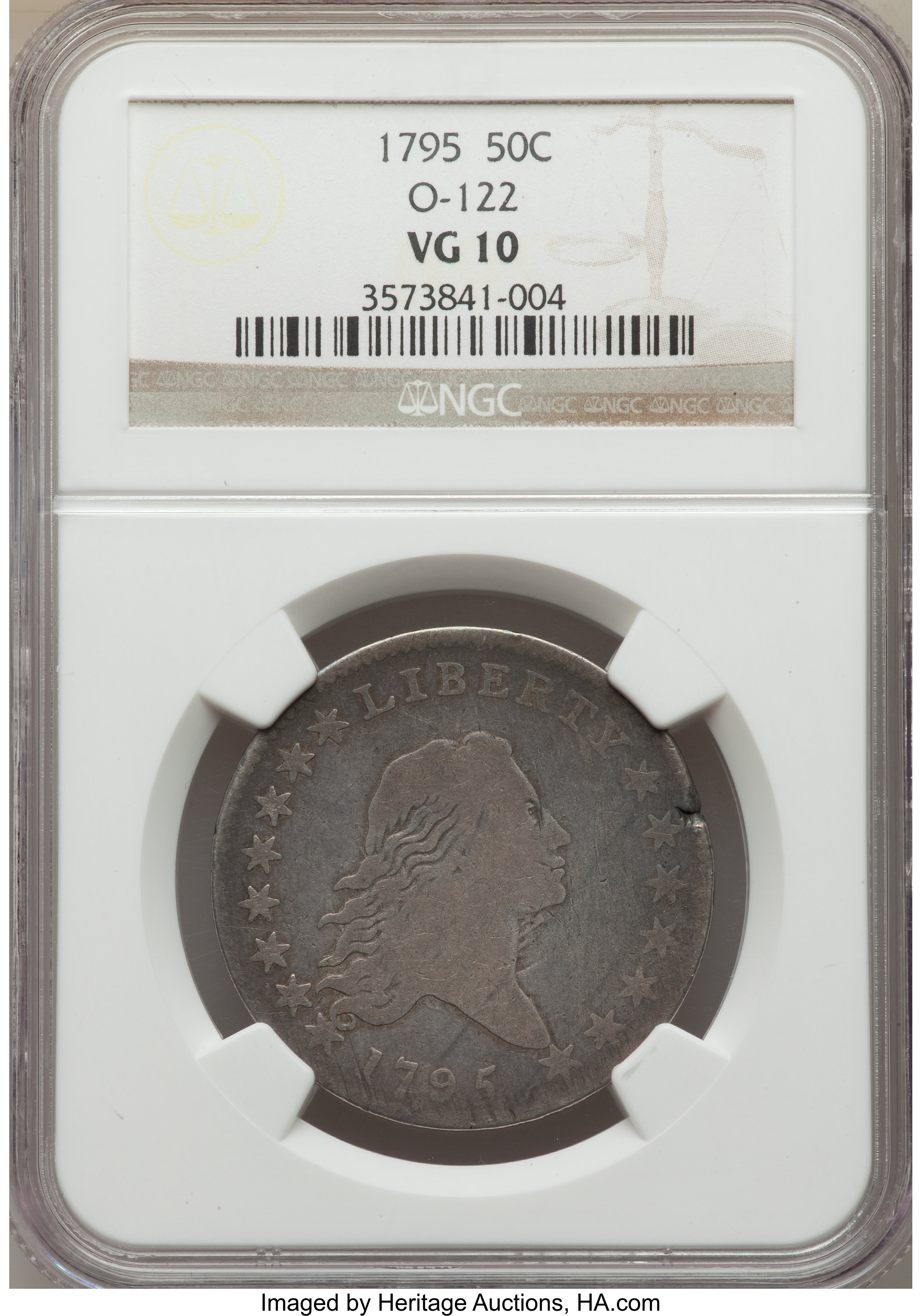 image for: 1795 50C 2 Leaves, O-122, T-5, R.5, VG10 NGC....