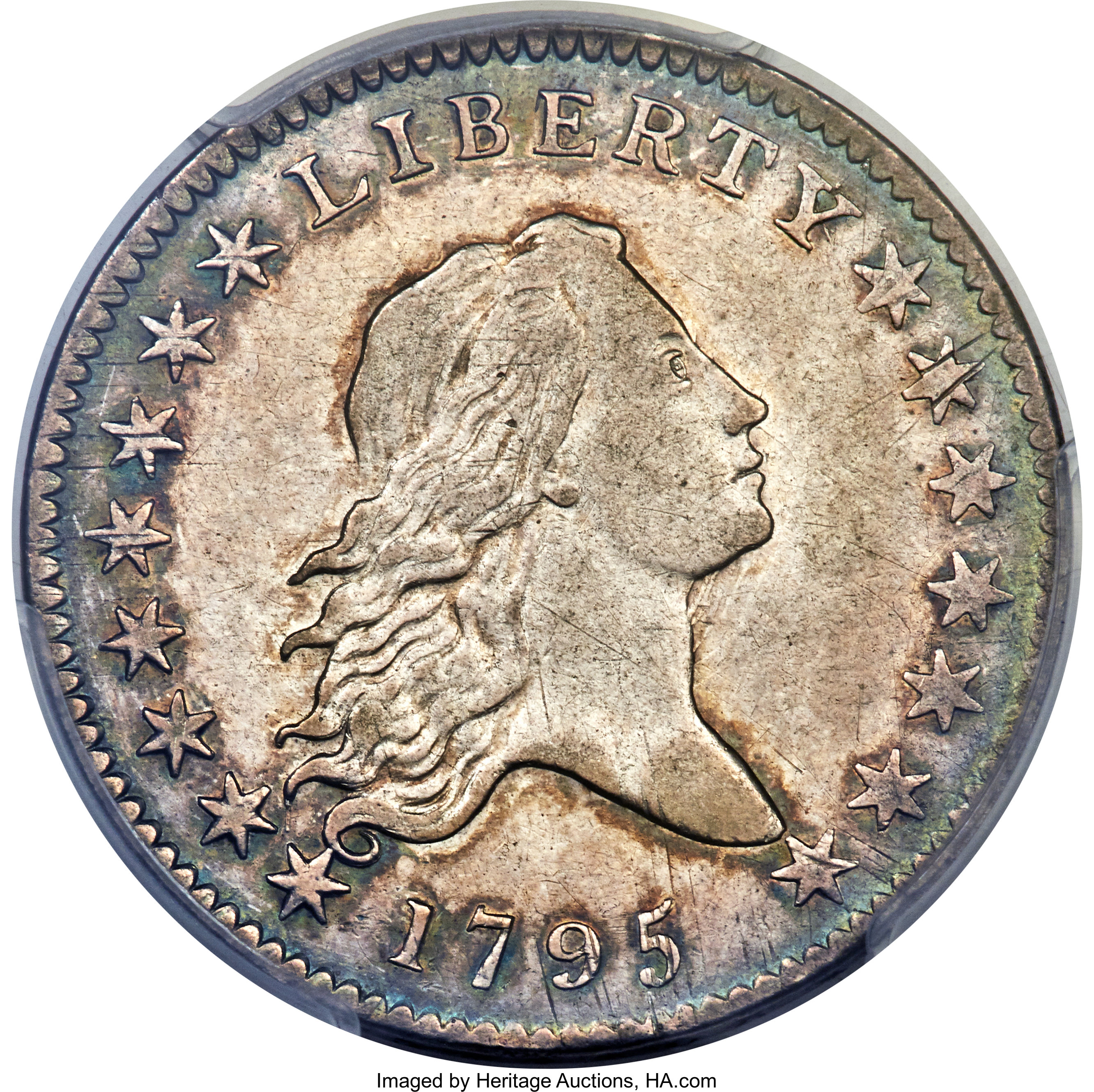 image for: 1795 50C 2 Leaves, Y Over Star, O-121, T-2, High R.4, XF45 PCGS....