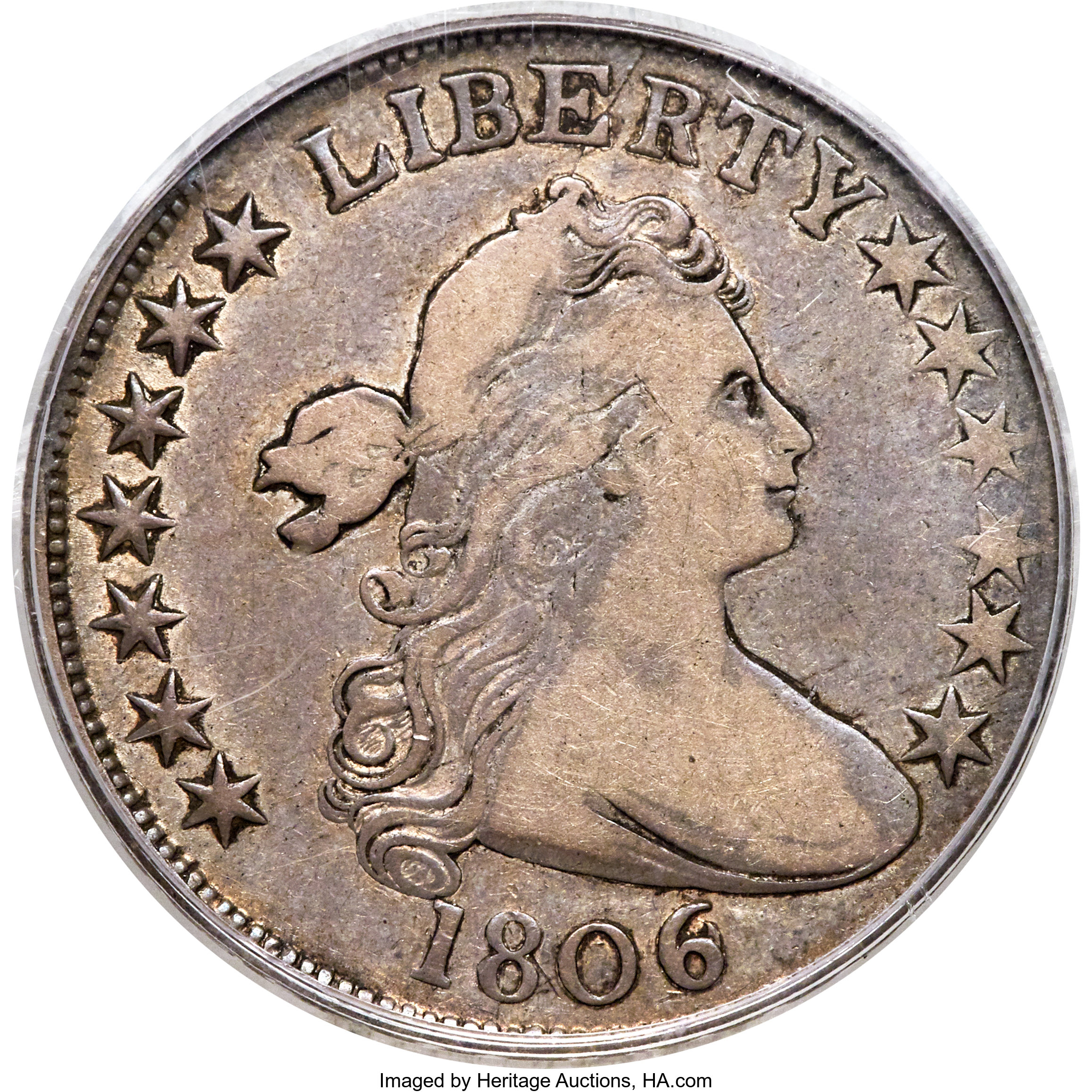 image for: 1806 50C 6 Over Inverted 6, O-111'b', T-11, R.7, VF20 PCGS....