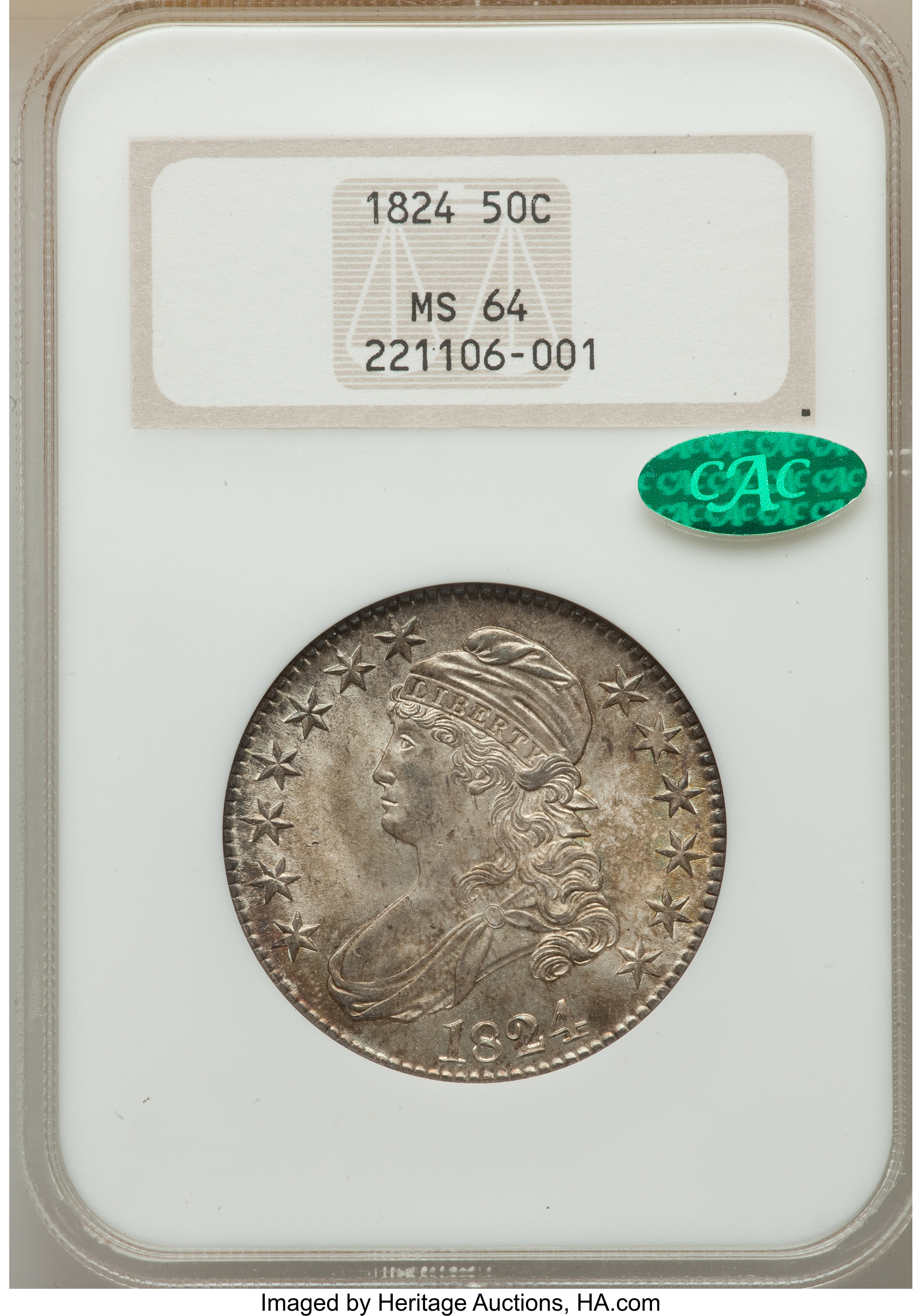 image for: 1824 50C O-104, R.2, MS64 NGC. CAC....
