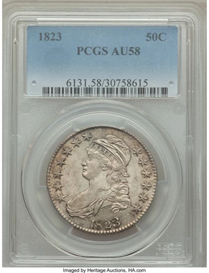 image for: 1823 50C O-108a, R.3, AU58 PCGS....