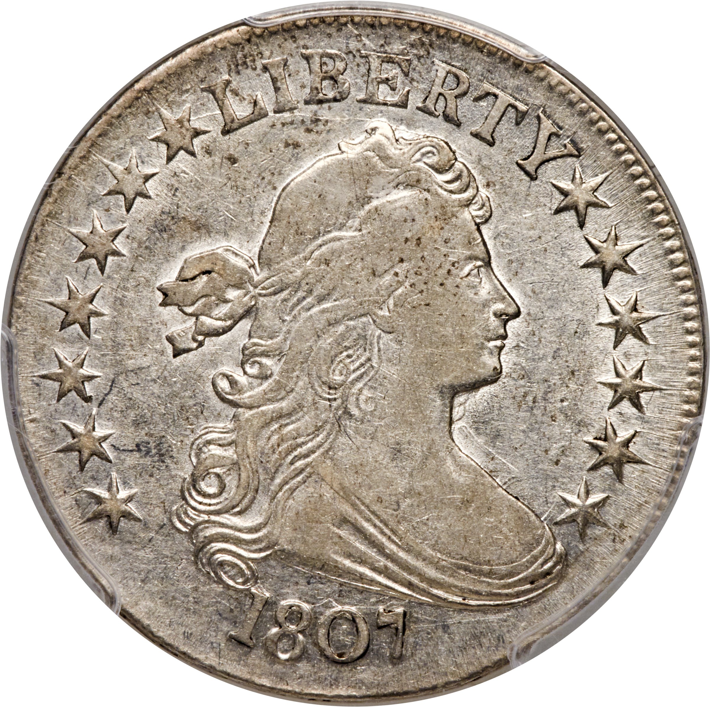 image for: 1807 50C Draped Bust, O-103, T-11, R.3, AU50 PCGS....