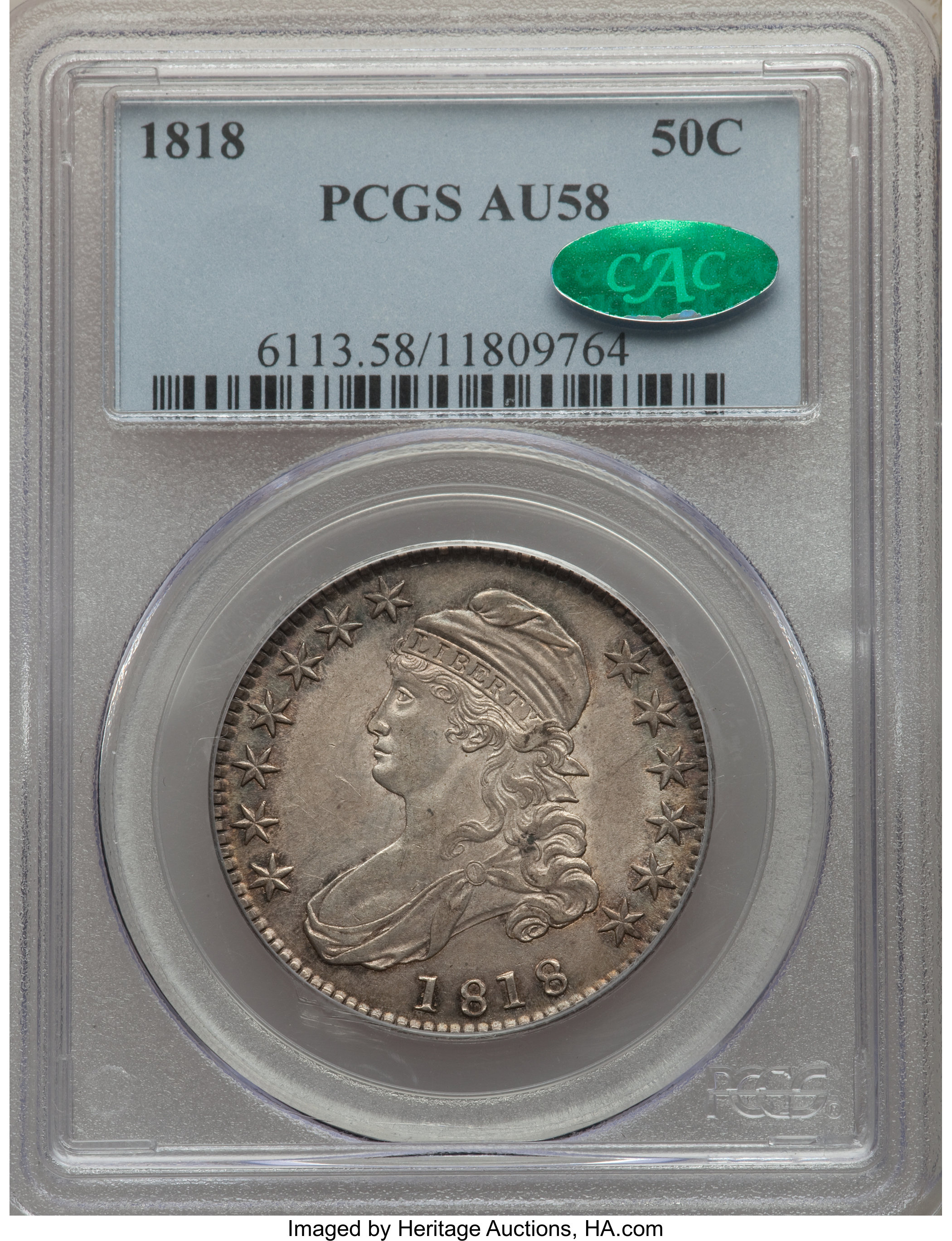 image for: 1818 50C O-109, R.1, AU58 PCGS. CAC....