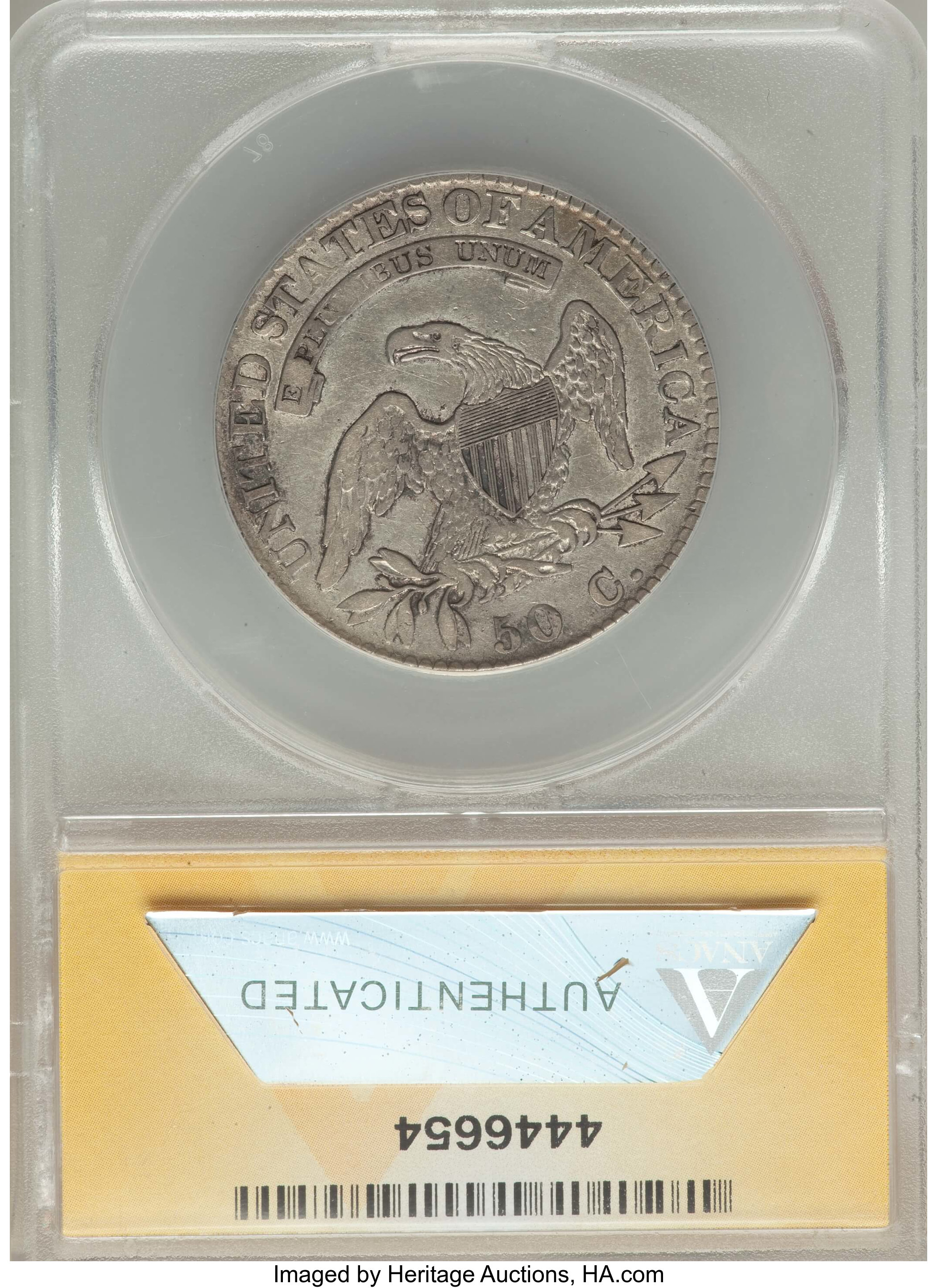 image for: 1823 50C O-108, R.2, -- Cleaned -- ANACS. VF35 Details. NGC Census: (1/10). PCGS Population: (2/5).  Mintage 1,694,200. ...
