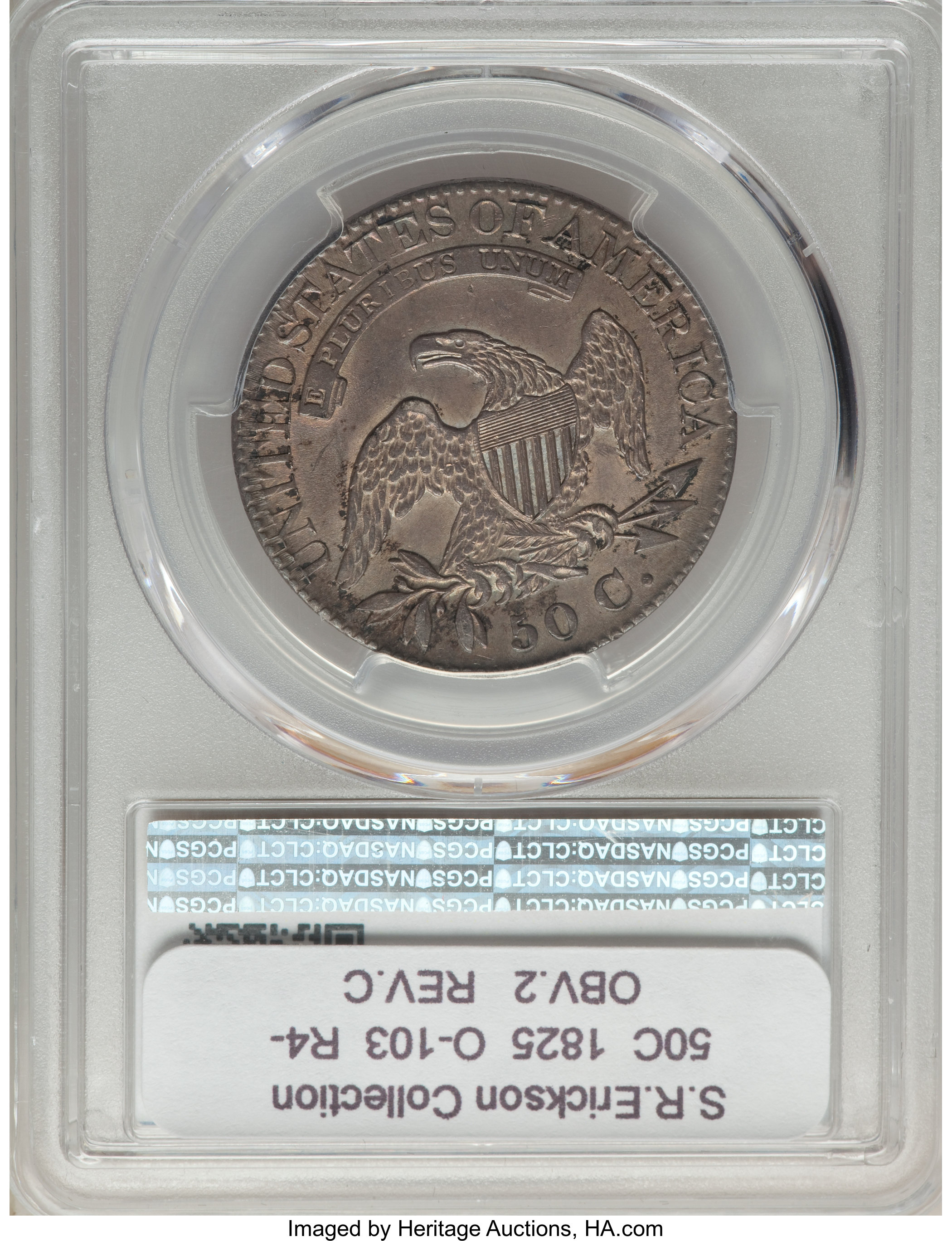 image for: 1825 50C O-103, Low R.4, AU50 PCGS. PCGS Population: (1/3). NGC Census: (0/6). AU50. Mintage 2,900,000. From The S. R. Co...