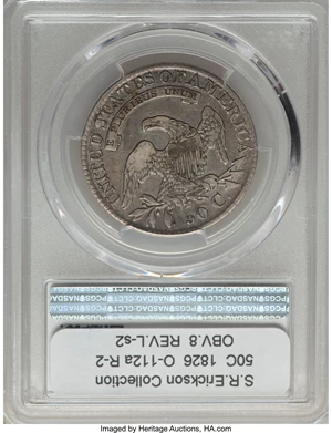 image for: 1826 50C O-112a, R.2, VF35 PCGS. PCGS Population: (0/11). NGC Census: (0/6). VF35. Mintage 4,000,000. From The S. R. Coll...