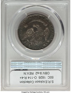 image for: 1826 50C O-114, High R.4, VF35 PCGS. PCGS Population: (2/12). NGC Census: (0/10). VF35. Mintage 4,000,000. From The S...