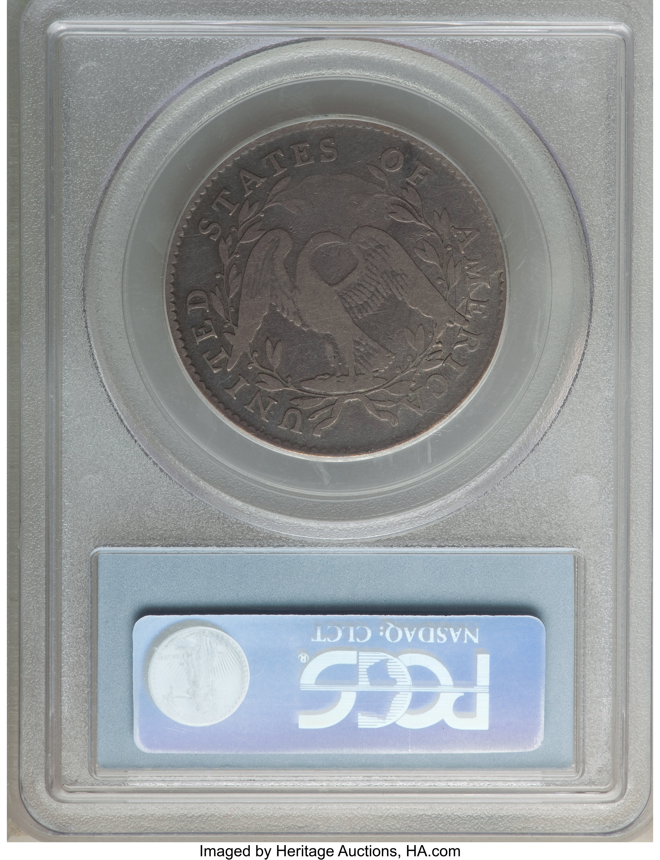 image for: 1795 50C 2 Leaves, O-122, T-5, R.5, VG10 PCGS. PCGS Population: (2/3). NGC Census: (2/9). VG10. Mintage 299,680. From...