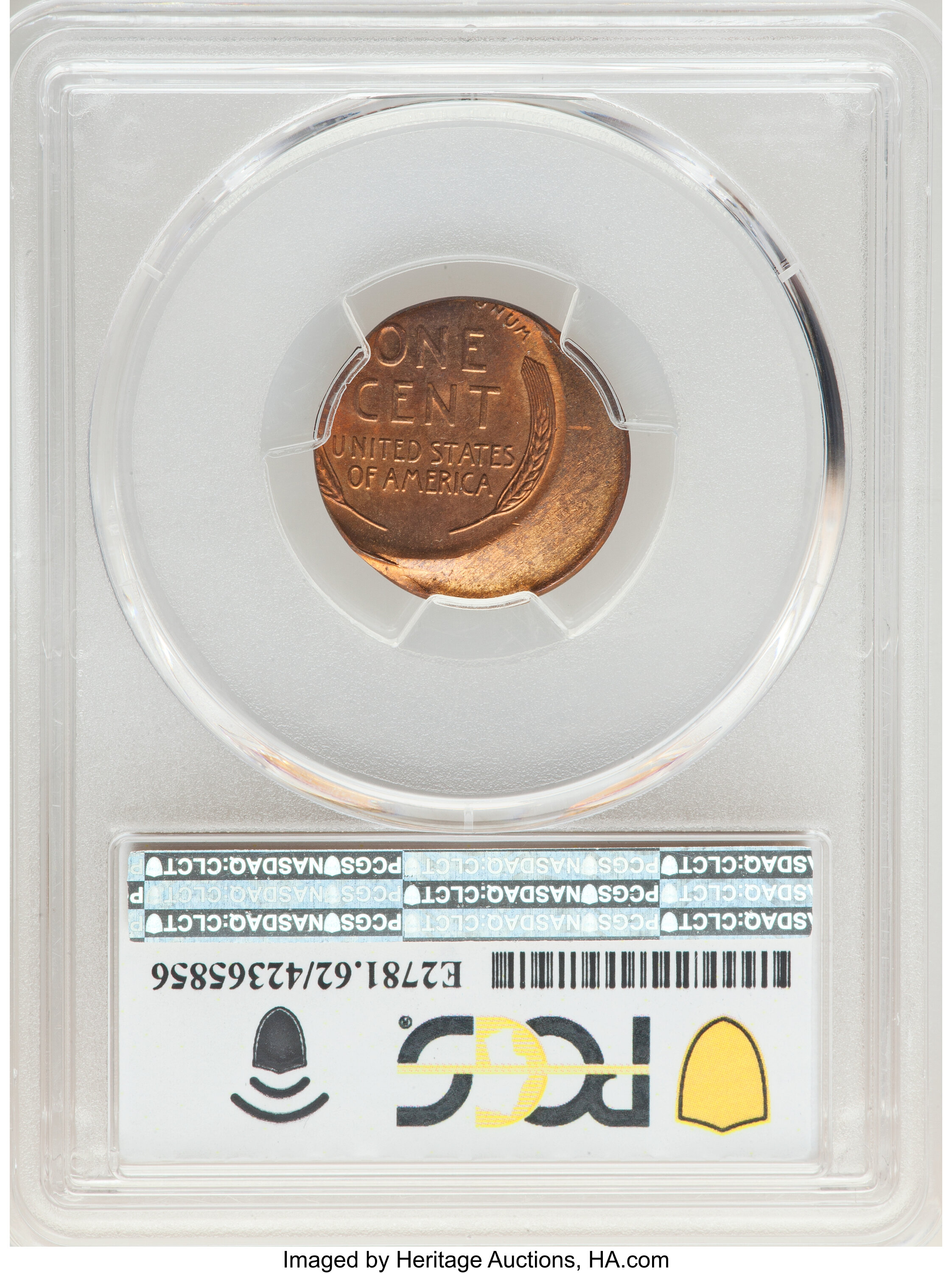 image for: 1950-D 1C Lincoln Cent -- Struck 25% Off Center -- MS62 Red and Brown PCGS.From the Fred Weinberg Collection....