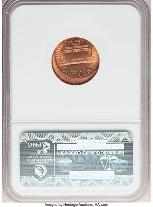 image for: 2007-(D) 1C Lincoln Cent -- Struck 15% Off Center -- MS65 Red NGC....