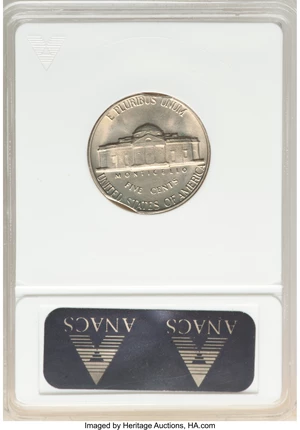 image for: 1966 5C Jefferson Nickel -- Double Clip -- MS63 ANACS....