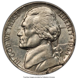 image for: 1984-P 5C Jefferson Nickel -- Cud Die Break Obverse and Reverse, Clashed Dies -- AU58 PCGS....