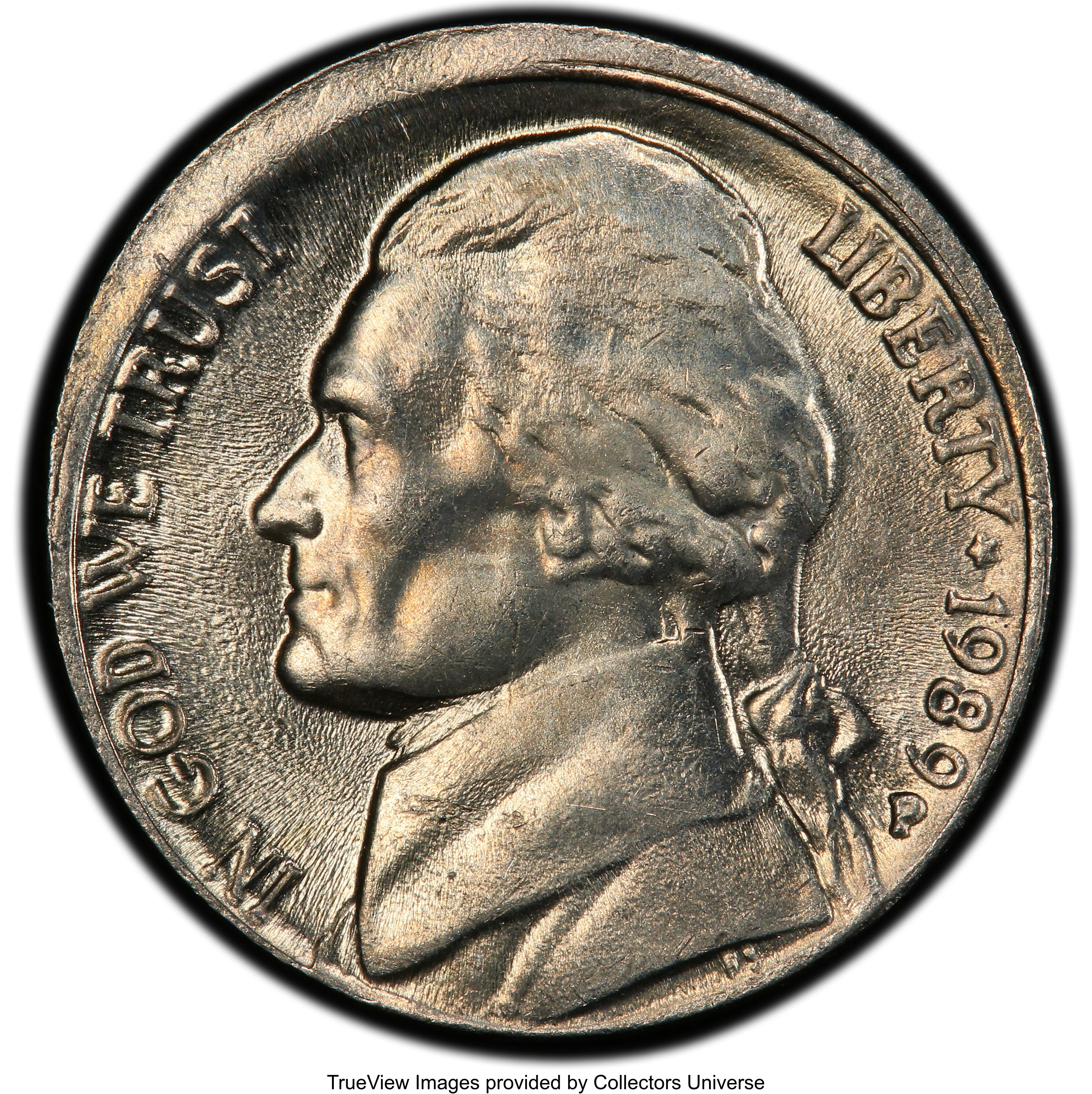 image for: 1989-P 5C Jefferson Nickel -- Collar Cud @9:00 - 12:00 -- MS63 PCGS....