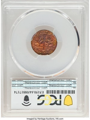 image for: 1976-D 10C Roosevelt Dime -- Struck on Copper Planchet -- MS64 PCGS. (2.2 grams).From the Fred Weinberg Collection....