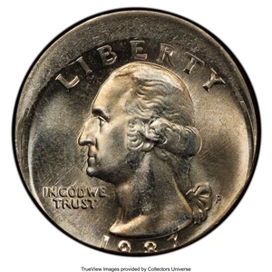 image for: 1987-P 25C Washington Quarter Dollar -- Struck 10% Off Center @6:00 -- MS63 PCGS....