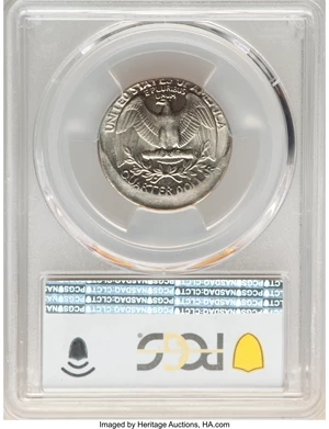 image for: 1987-P 25C Washington Quarter Dollar -- Struck 10% Off Center @6:00 -- MS63 PCGS....