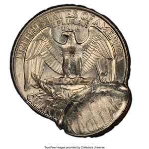 image for: 1996-P 25C Washington Quarter Dollar -- Double Struck, Second Strike 85% Off Center -- MS60 PCGS....