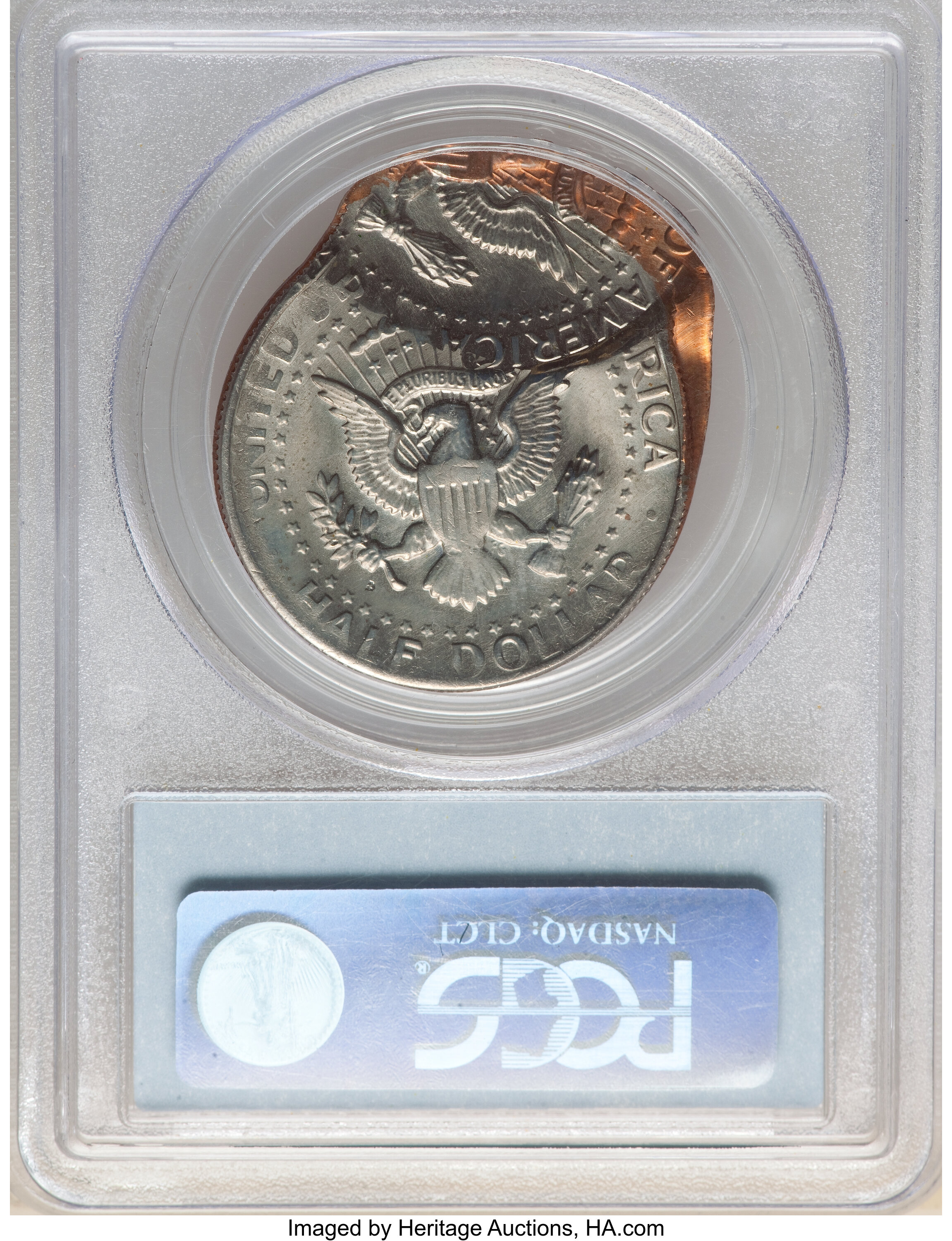 image for: No Date 50C Kennedy Half Dollar -- Double Struck, Second Strike 70% Off Center & Indent -- MS63 PCGS....