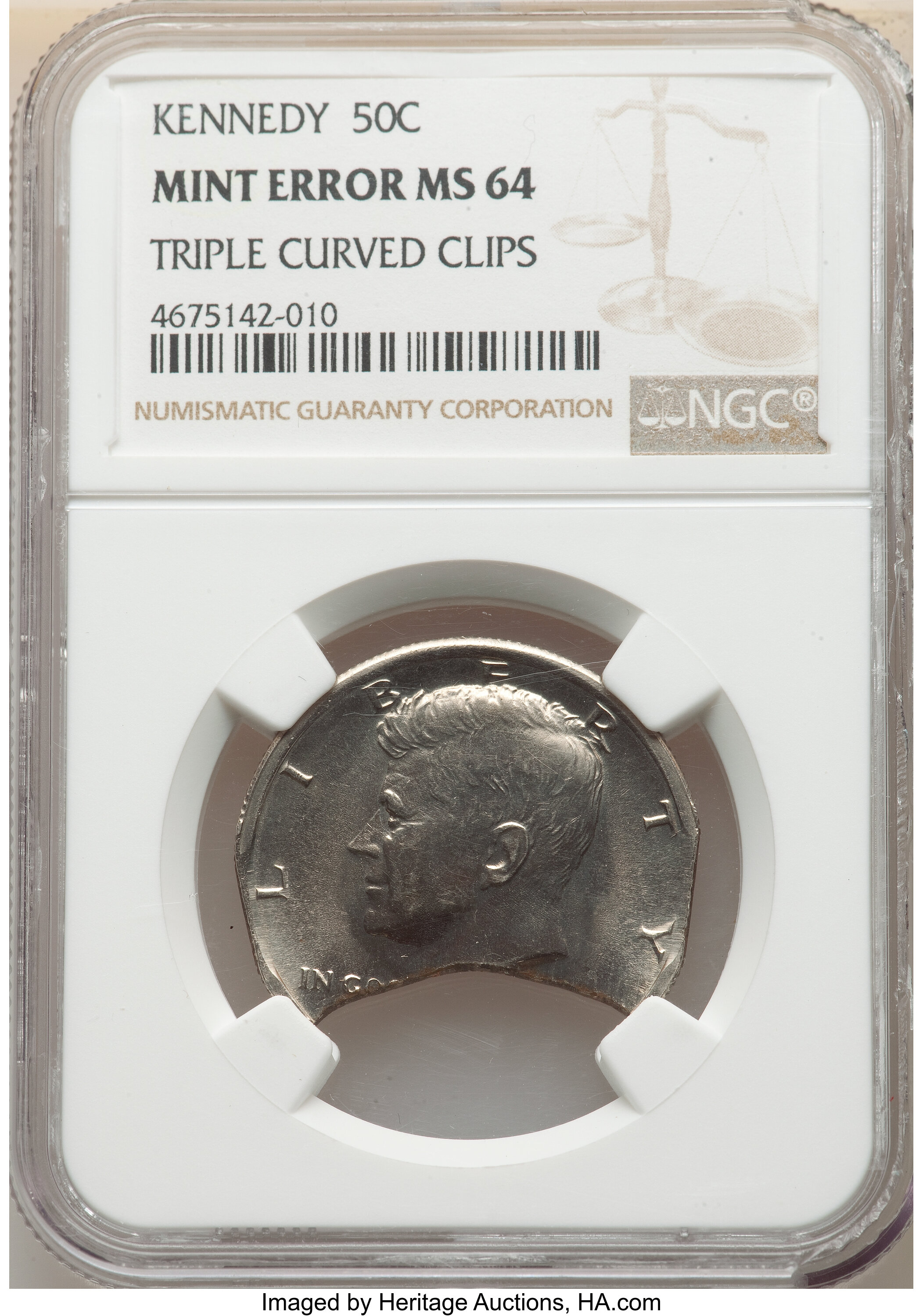 image for: No Date 50C Kennedy Half Dollar -- Triple Curved Clips -- MS64 NGC....