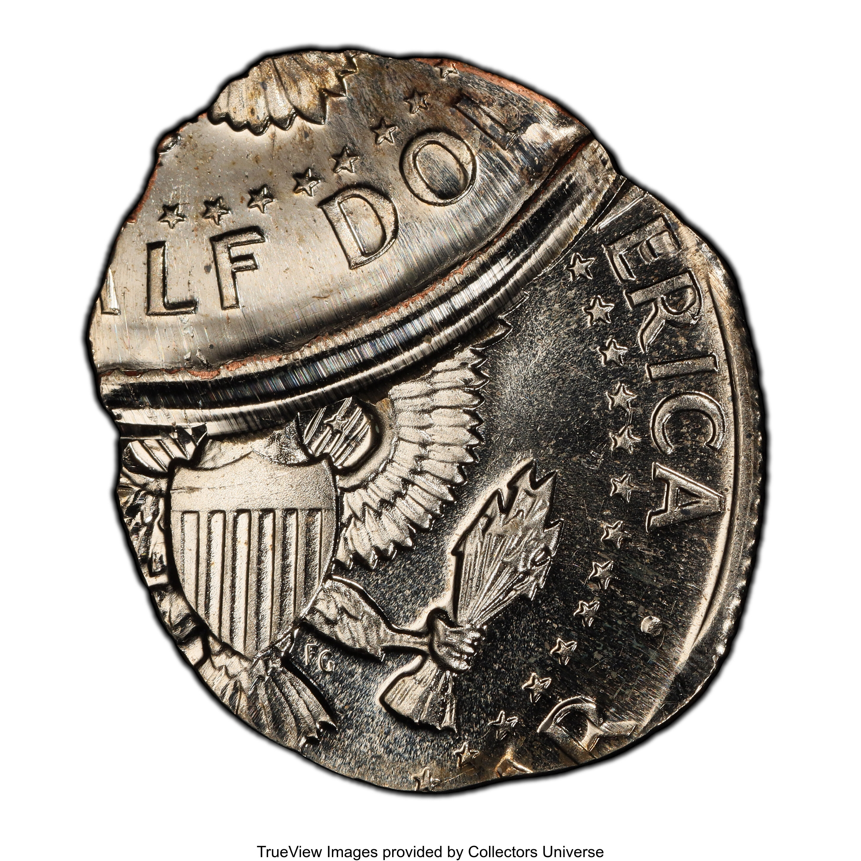 image for: No Date 50C Kennedy Half Dollar -- Double Struck on 10C Planchet -- MS64 PCGS. From the Fred Weinberg Collection....