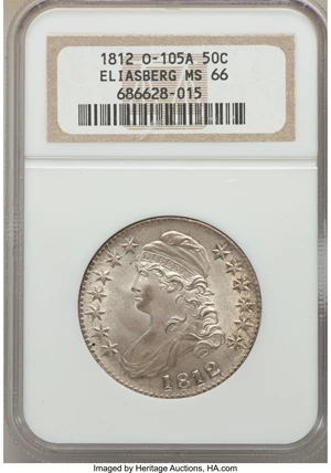 image for: 1812 50C Large 8, O-105a, R.2, MS66 NGC....