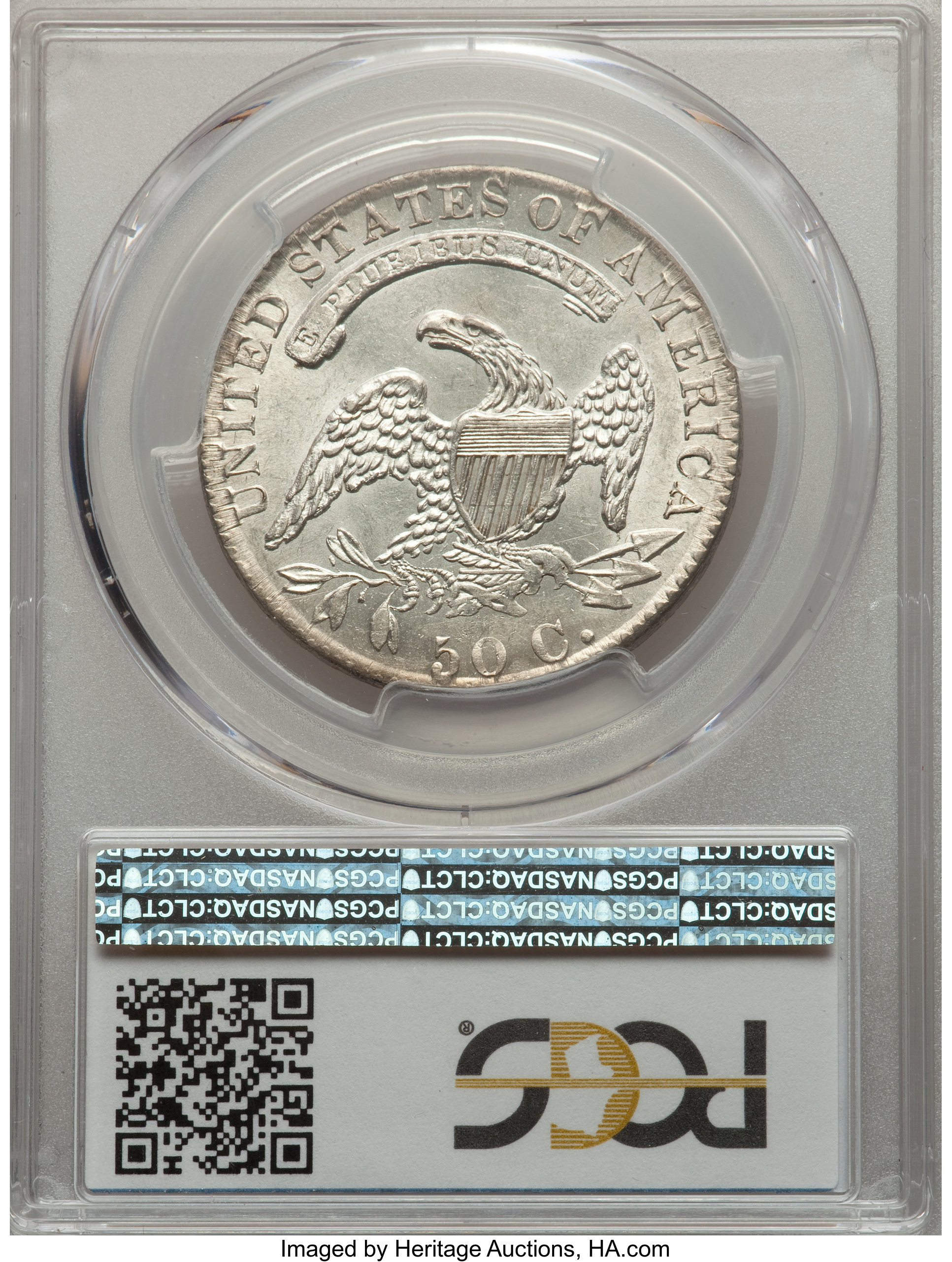 image for: 1832 50C Small Letters, O-102a, R.3, MS62 PCGS Secure....