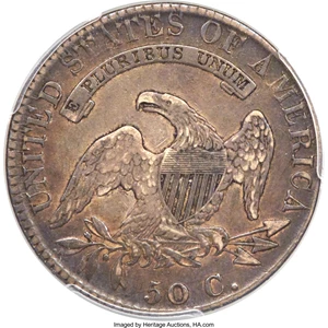 image for: 1820 50C Square Base 2, Large Date, Knob, O-104a, R.7?, XF45 PCGS....