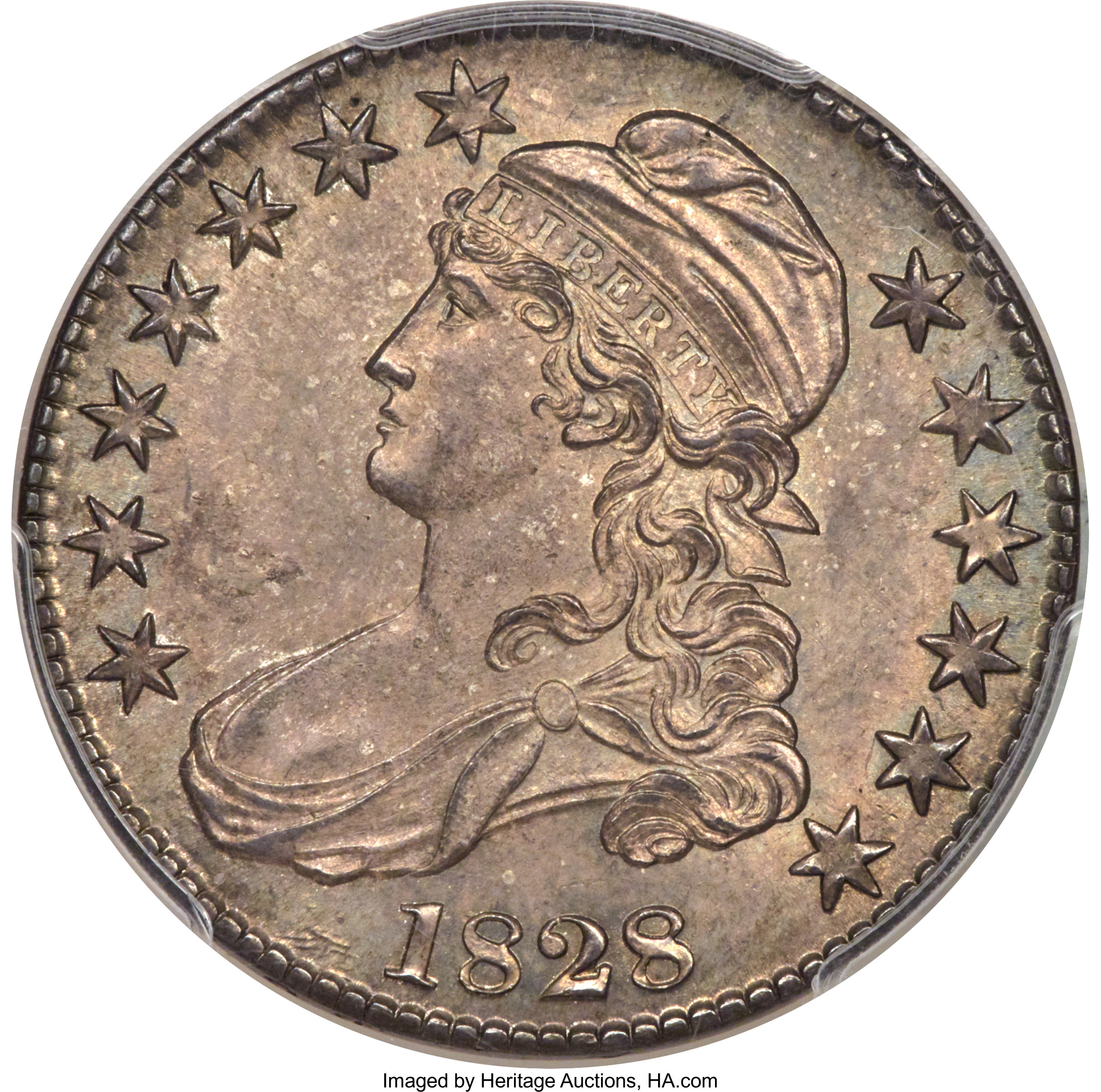 1828 50c Square Base 2, Small 8s, Large Letters, O-122 MS