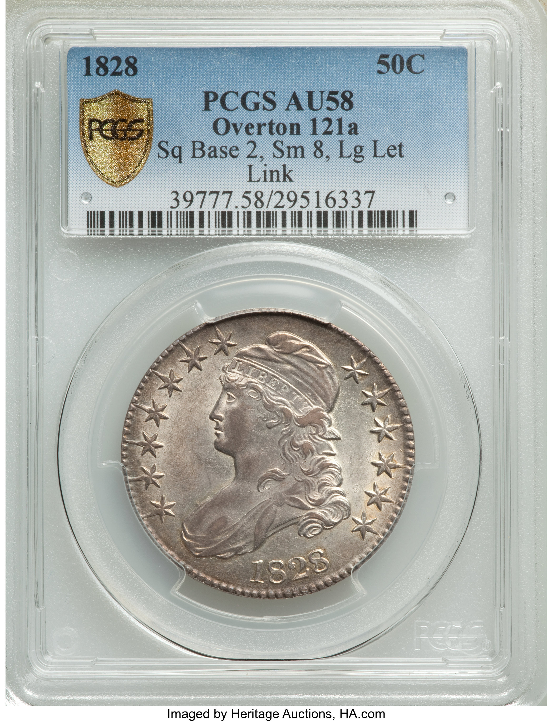 1828 50c Square Base 2, Small 8s, Large Letters, O-121a MS