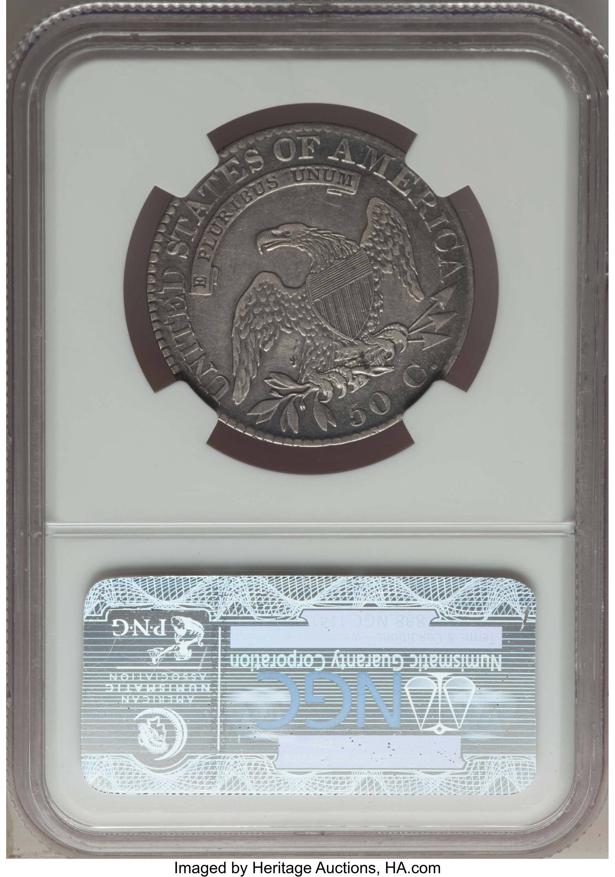 image for: 1824 50C O-105, R.2, XF40 NGC. NGC Census: (4/24). PCGS Population: (2/17). XF40. Mintage 3,504,954....