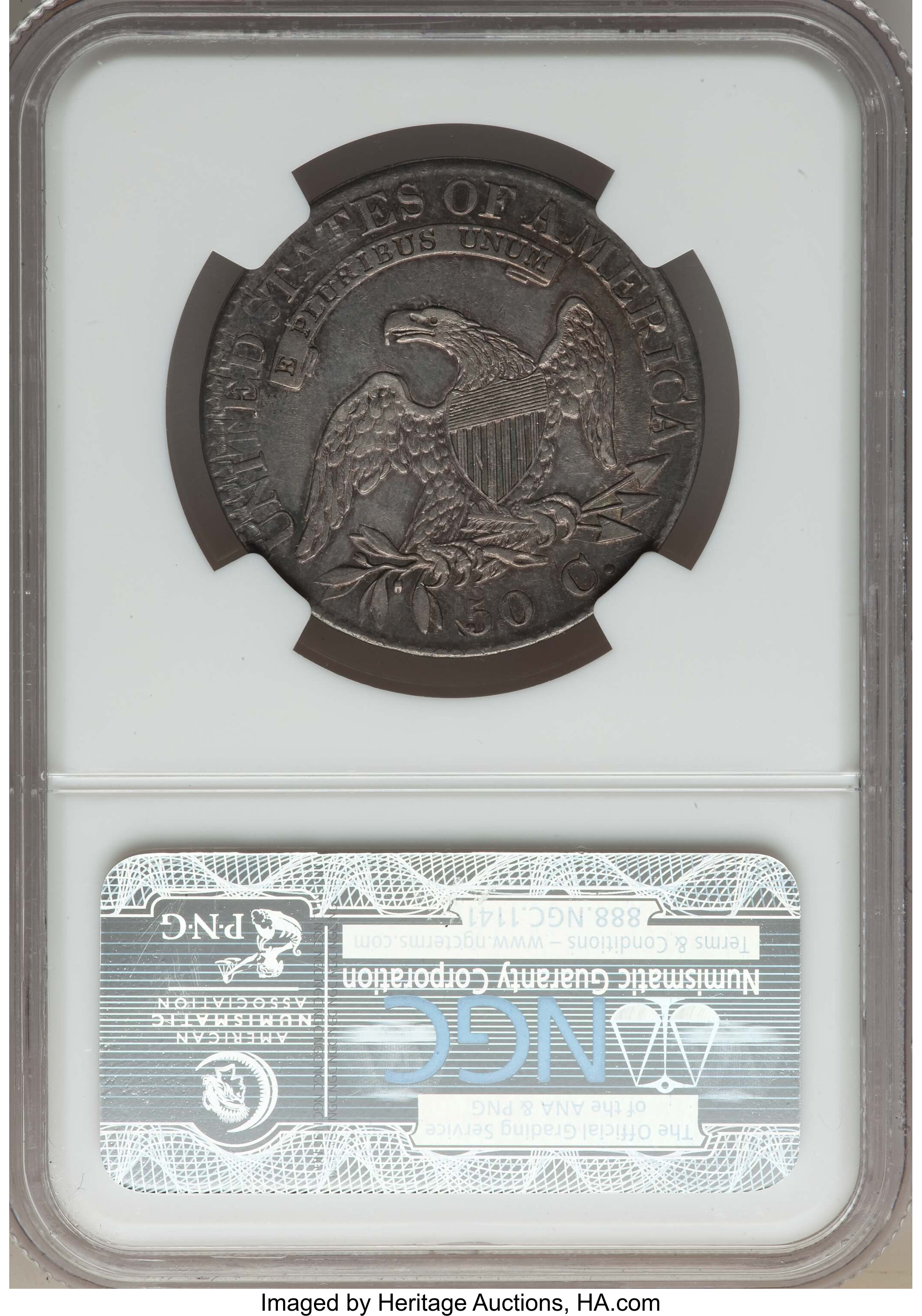 image for: 1824 50C O-108a, R.2, XF40 NGC. NGC Census: (2/10). PCGS Population: (1/9). XF40. Mintage 3,504,954....