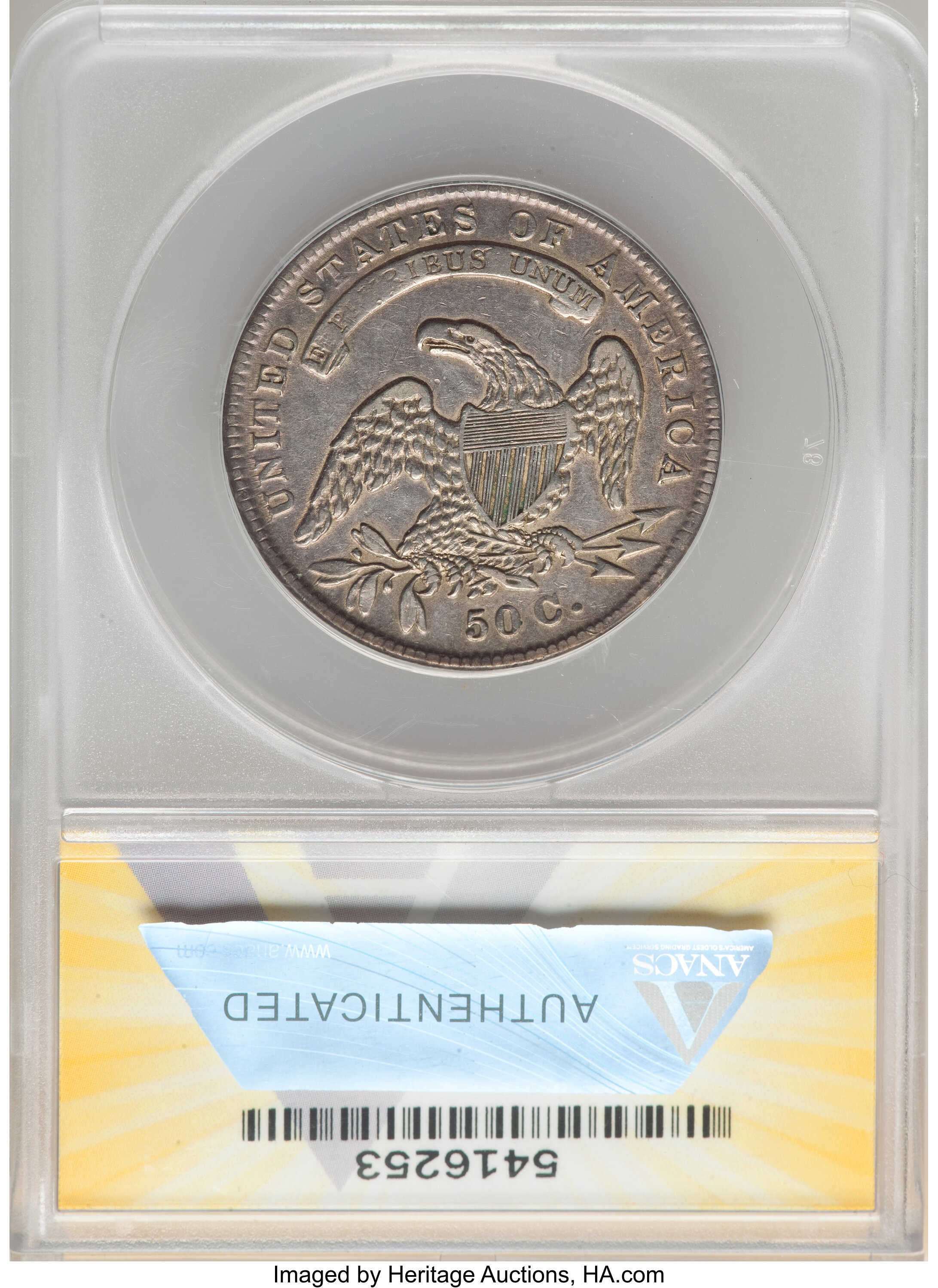 image for: 1834 50C Small Date, Small Letters, O-114, R.1, AU50 ANACS.  ...