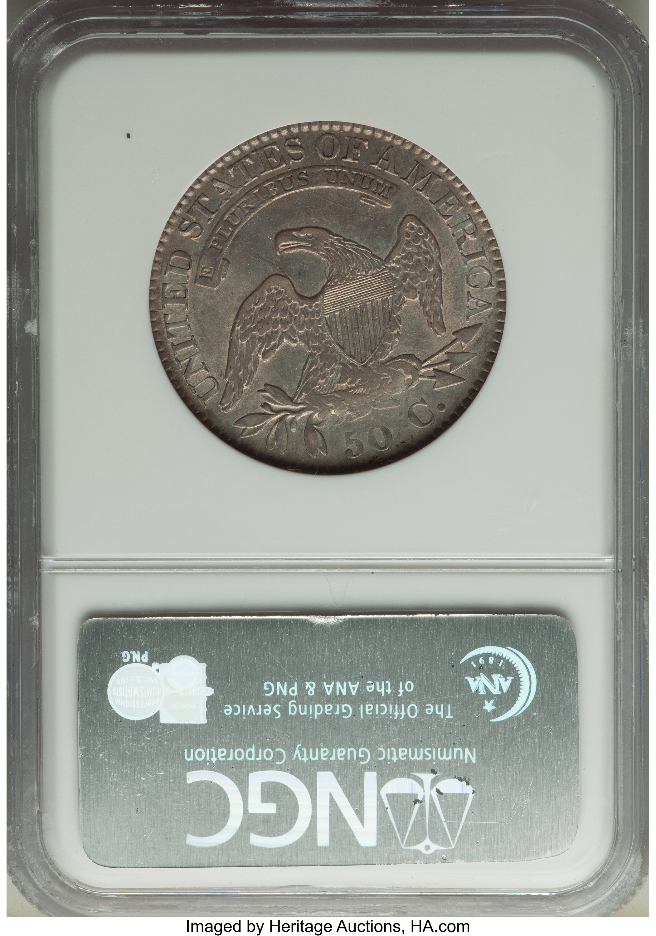 image for: 1823 50C Broken 3, O-101, R.2, AU53 NGC. EX: Jules Reiver Collection. NGC Census: (0/0). PCGS Population: (0/7). AU53....