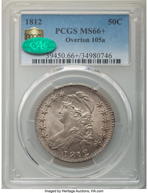 image for: 1812 50C Large 8, O-105a, R.2, MS66+ PCGS. CAC....
