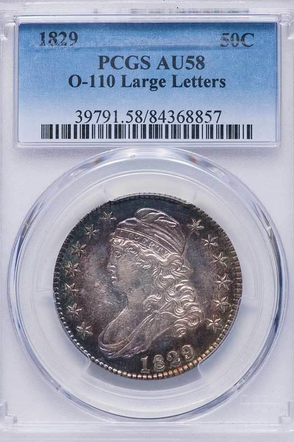 image for: 50C 1829 O-110. LARGE LETTERS. PCGS AU58