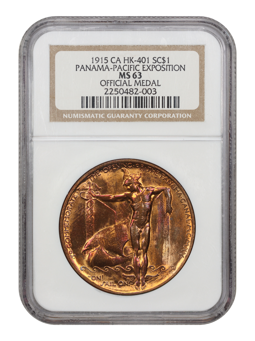 image for: 1915 CA Pan-Pac Expo  Official  Gilt SC$1 NGC MS63 (HK-401)