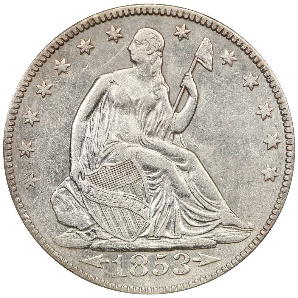 image for: S.S. Republic: 1853 50c NGC Shipwreck Effect (B) AU (Arrows & Rays)