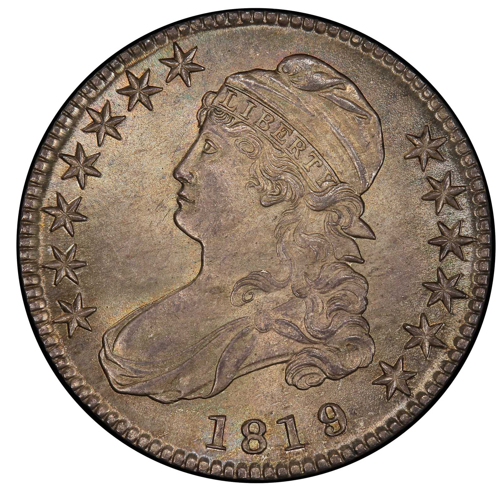 image for: 1819/8 Capped Bust Half Dollar. Overton-102. Rarity-2. Large 9. Mint State-66 (PCGS).